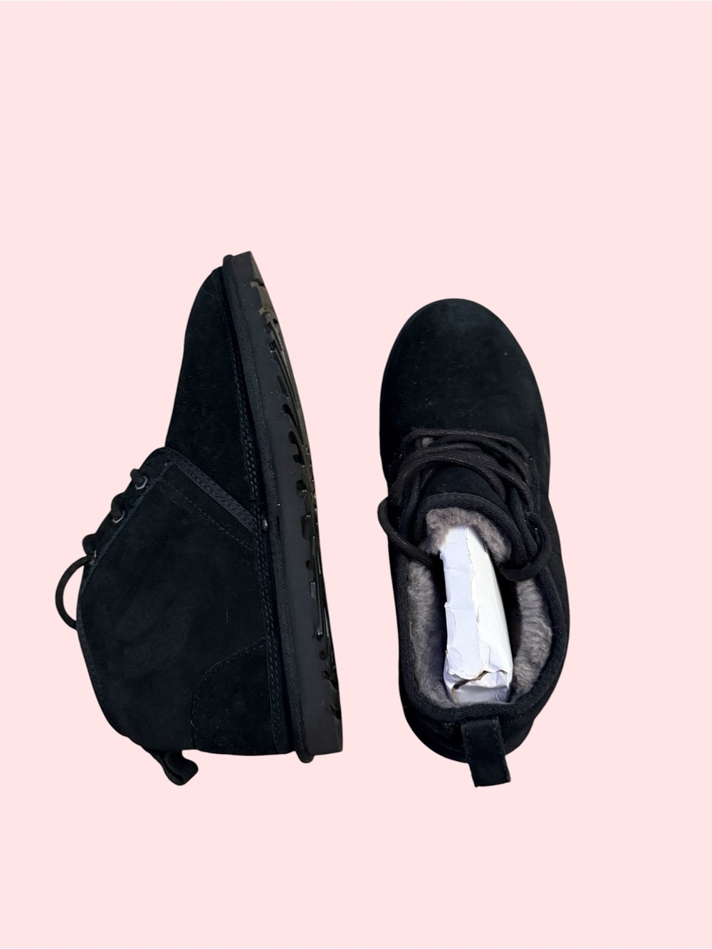 UGG Neumal Chukka Lace-Up Boots Black Suede Wool Lined Men's Size 11